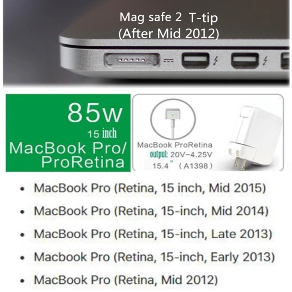 Chargeur mural adaptateur secteur Magsafe 2 85 W (connecteur T-Tip) Chargeur mural adaptateur secteur Magsafe 2 85 W (connecteur T-Tip)
